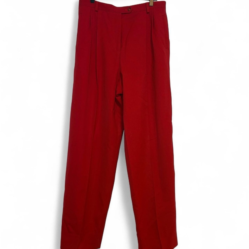 Vintage Austin Reed vibrant red pleated women’s dress trousers